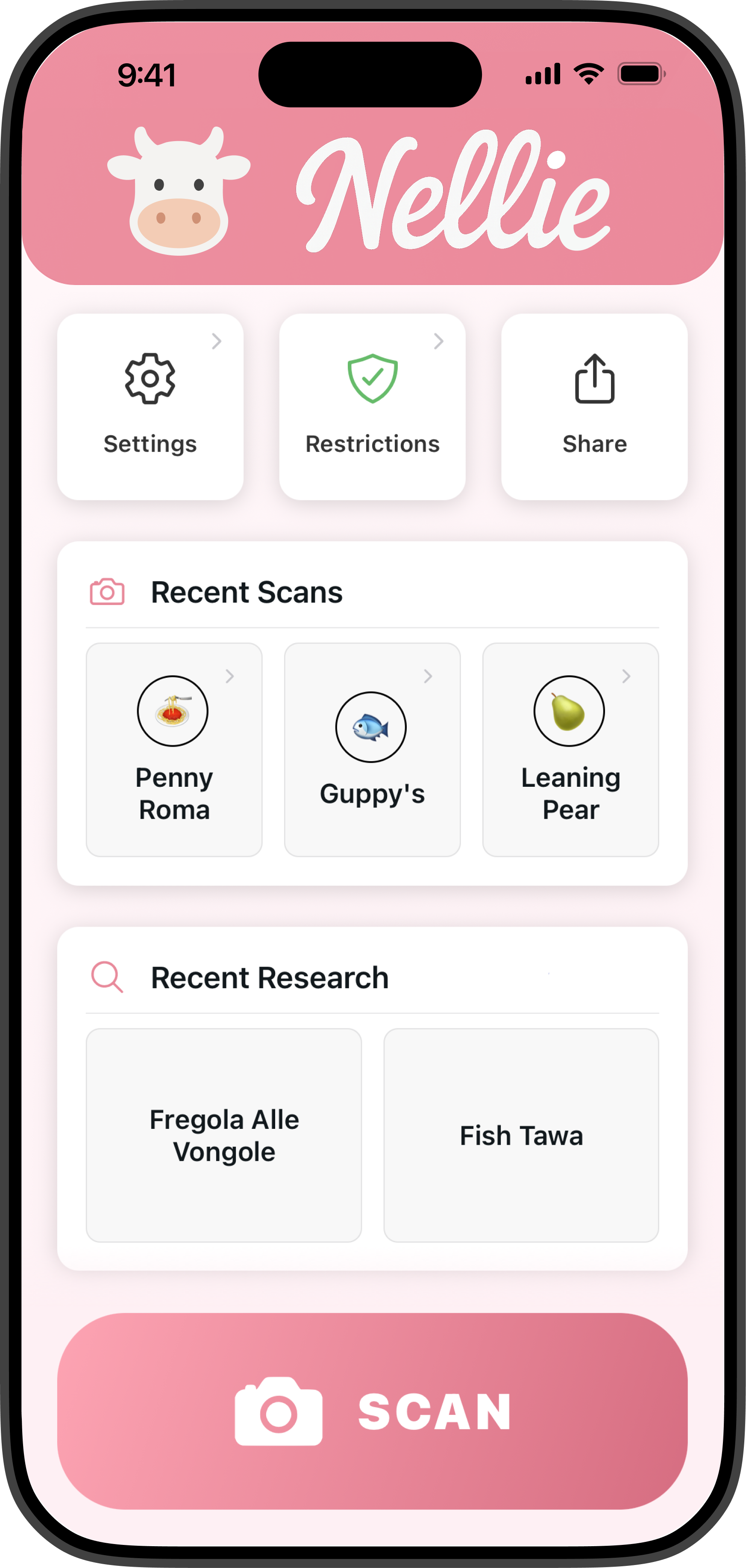 Nellie Home Screen